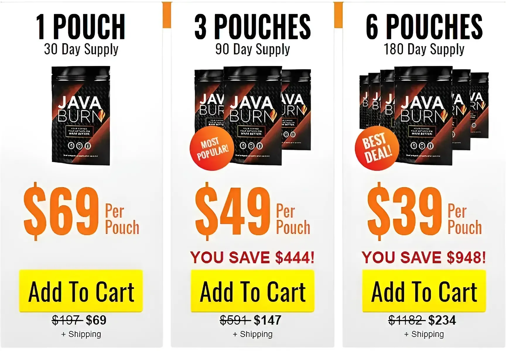 java burn pricing